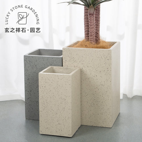 真石纹理轻奢高级高款镁泥花盆