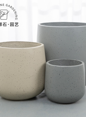 水泥花盆轻奢高级感家用镁泥酒杯极简客厅百合竹绿植盆栽龙血树大