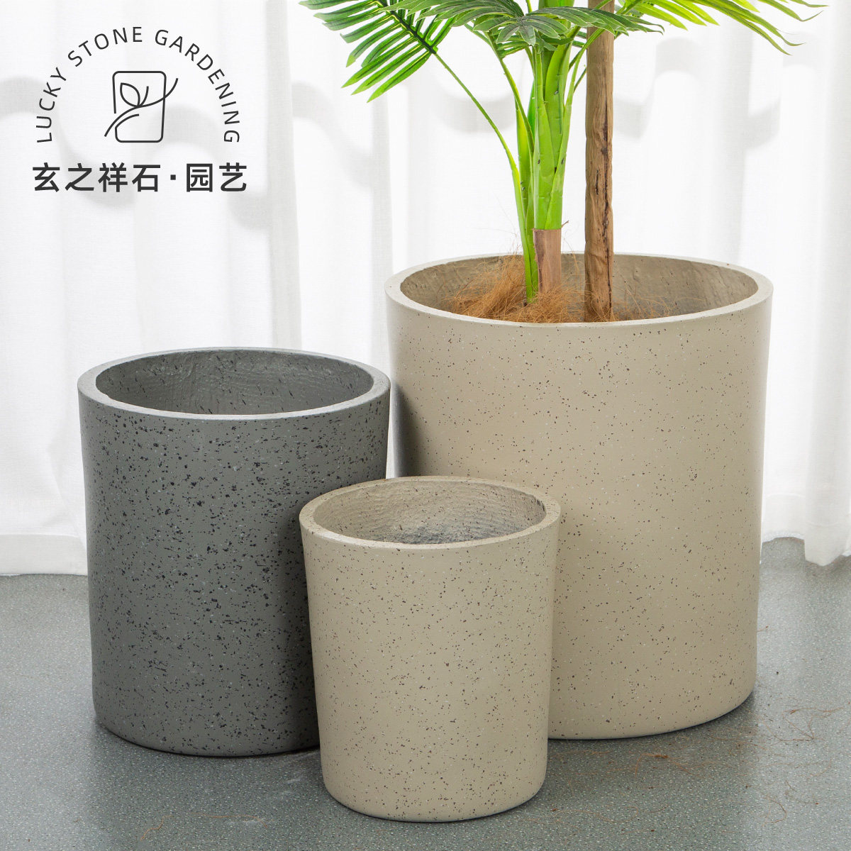 圆形水泥花盆镁泥花盆简约大口径INS北欧风落地盆栽水磨石花岗岩,鲜花速递/花卉仿真/绿植园艺,花盆,淘宝优惠券,粉丝福利购,淘宝优惠卷