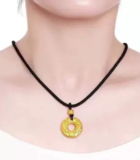 生肖虎黄金色平安扣老虎吊坠虎年饰品本命年男女金虎项链金饰