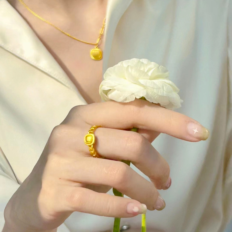 网红同款流金岁月四件套女越南沙金项链手链戒指仿真黄金正品首饰