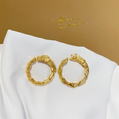 龙凤呈祥男女戒指越南沙金仿真黄金时尚个性开口情侣对戒结婚首饰