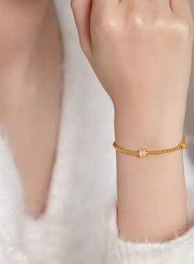 新款镶钻小蛮腰转运小光珠手链女越南沙金仿真黄金轻奢高级感首饰
