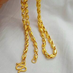 麦穗金店橱窗仿真越南沙金链子镀金色项链男士不掉色空心瓜子链饰