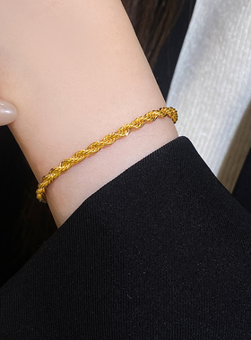 金色麻花编织手链女款轻奢小众精致2025新款手绳沙金手饰