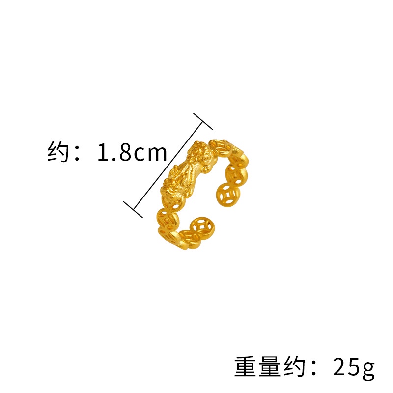 招财吞金貔貅开口戒指女士越南沙金仿真黄金不掉色转运皮丘指环潮