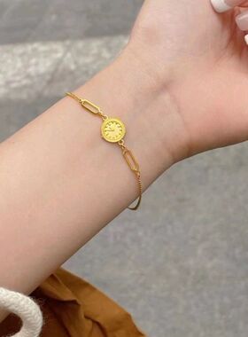 今日【大捡漏】正品新款网红手链女款520沙金告白小金表手链手环