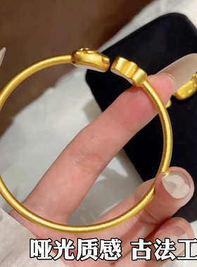 新款凯迪kt猫开口手镯女越南沙金仿真黄金实心正品不掉色项链戒指