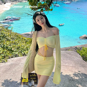 女 显瘦性感遮肚比基尼泡温泉泳装 夏茉微澜2026新款 泳衣女分体长袖