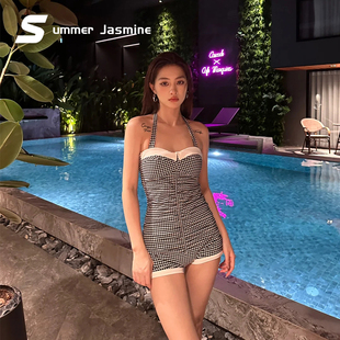 夏茉微澜2025新款泳衣女连体显瘦遮肚泡温泉保守高级感小胸泳装女