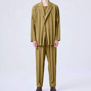 jokers日系三宅风褶皱西服套装男宽松休闲手工褶西装外套西裤男潮