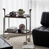 稍安物造 中复古小推车置物架ins高颜值客厅收纳移动边几不锈钢木