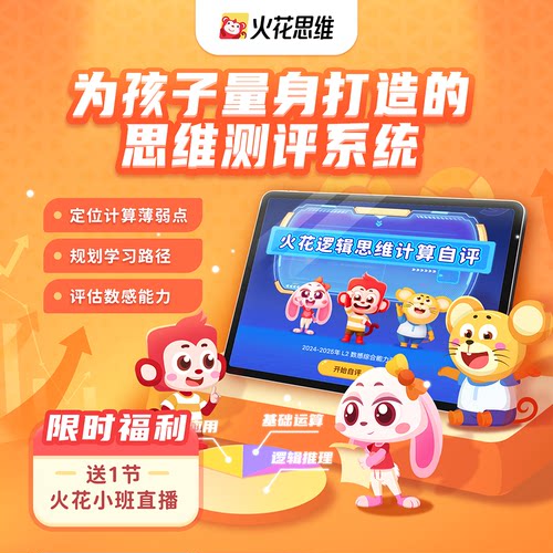 火花思维 数感思维计算能力测评系统 +1节逻辑思维真人小班训练营