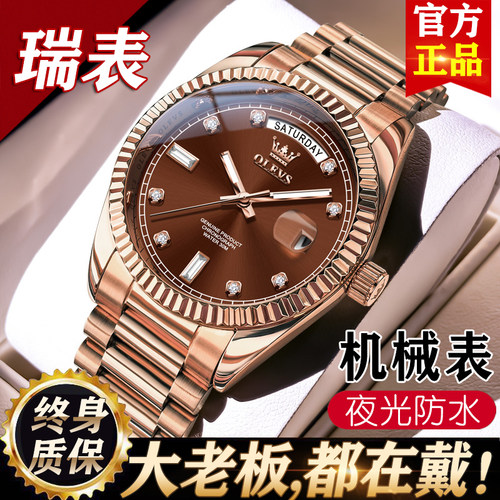 水鬼瑞士男款正品牌男士手表男全自动机械表夜光防水商务名表十大