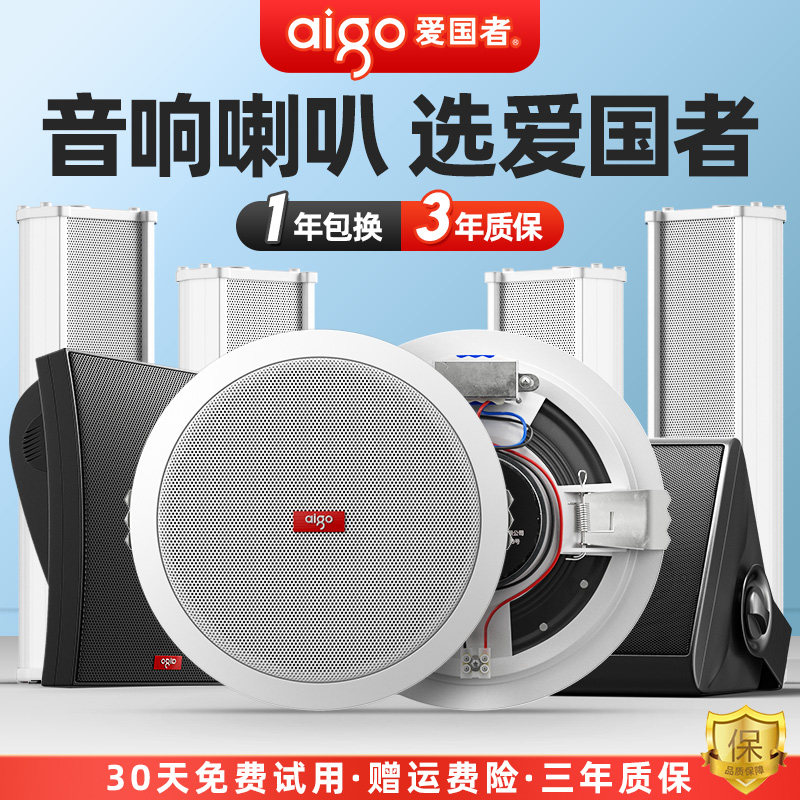 爱国者吸顶音响壁挂音箱防水音柱消防广播嵌入式同轴喇叭天花吊球