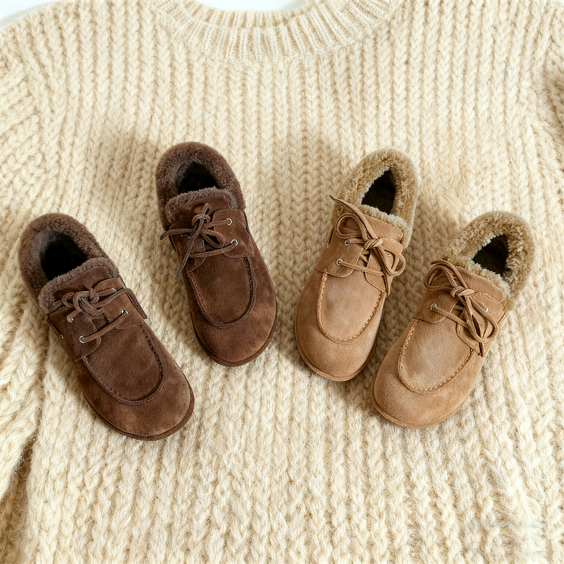 外贸真皮羊羔毛乐福鞋女舒适平底加绒加厚豆豆鞋绑带一脚蹬棉鞋女,女鞋,乐福鞋（豆豆鞋）,淘宝优惠券,粉丝福利购,淘宝优惠卷