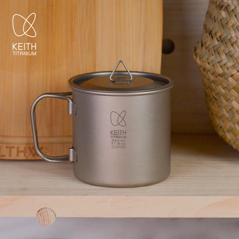 Keith铠斯钛杯子户外折叠水杯露营便携泡茶杯钛合金单层纯钛水杯