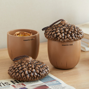 多功能家用客厅茶几简约可爱遥控器桌面收纳盒欧式创意储物罐摆件