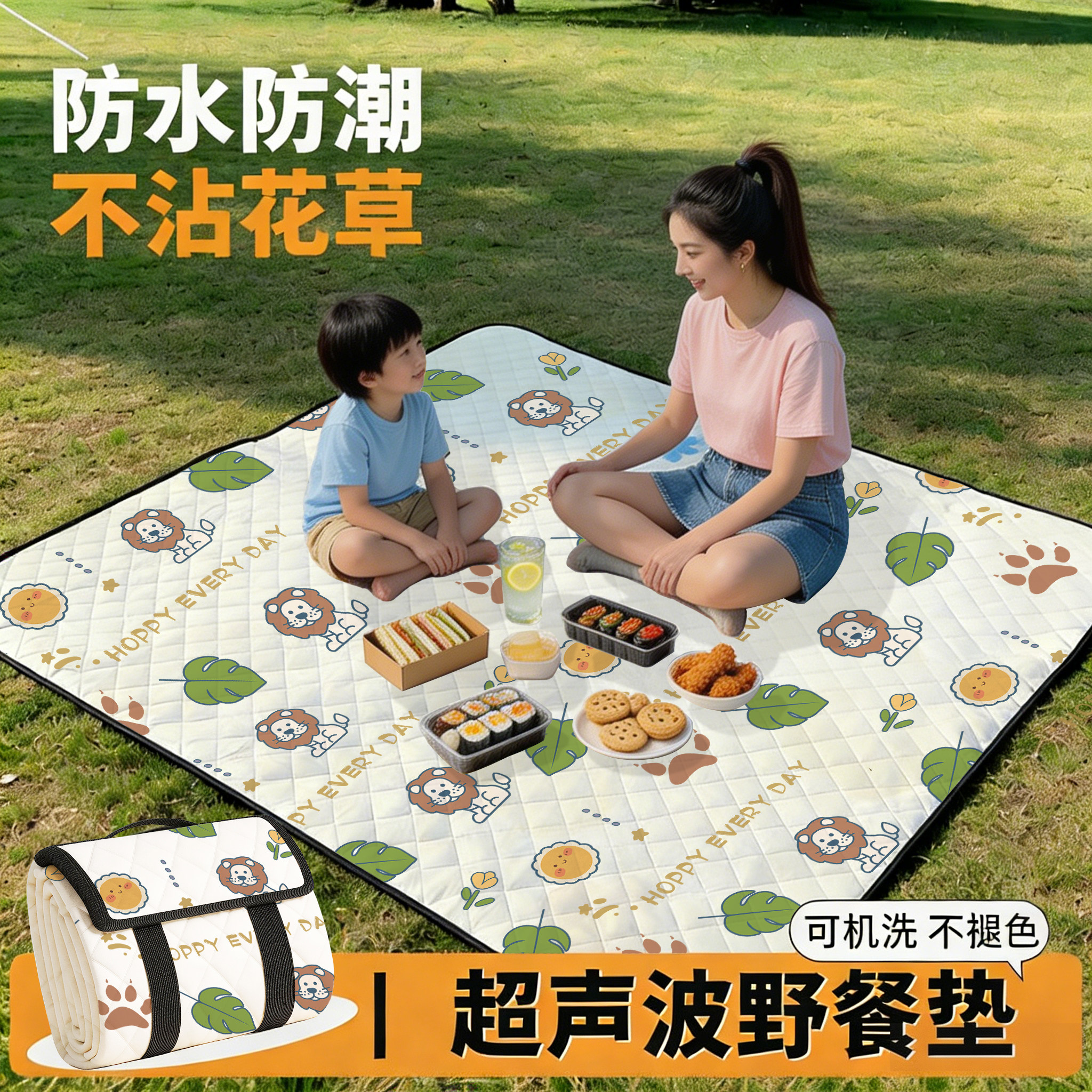 野餐垫防潮垫加厚户外露营帐篷地垫草坪便携防水沙滩垫外出牛津布