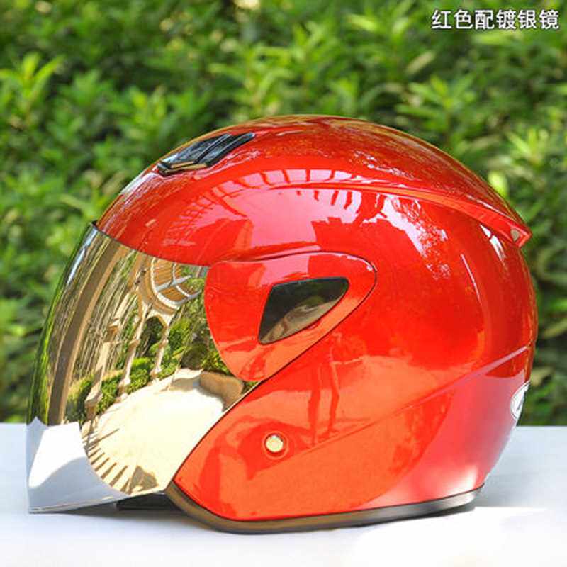 高档ak电动摩托车头盔男女士四季通用四分之三机车半盔灰冬季防风