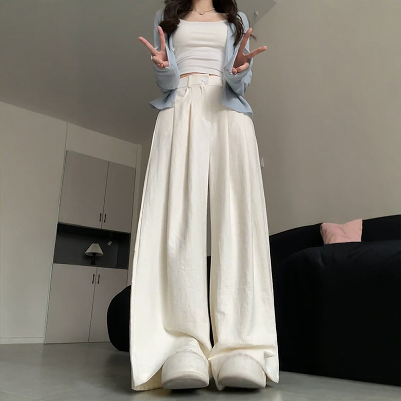 韩版白色奶芙休闲裤女款