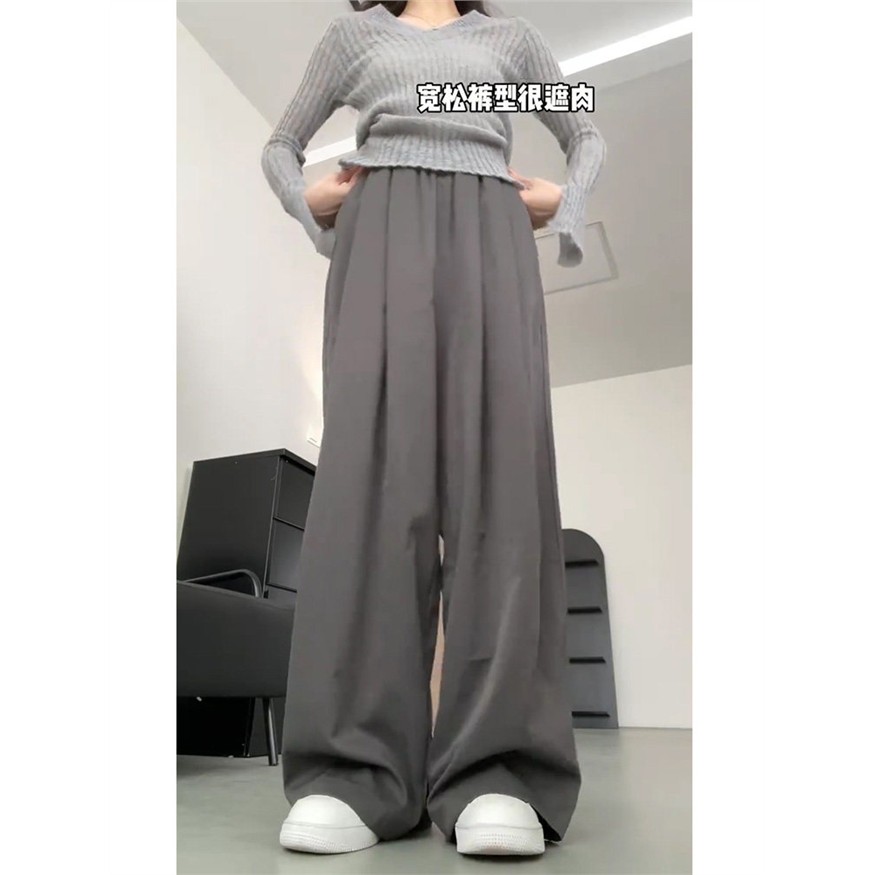 灰色休闲山本裤女大尺码