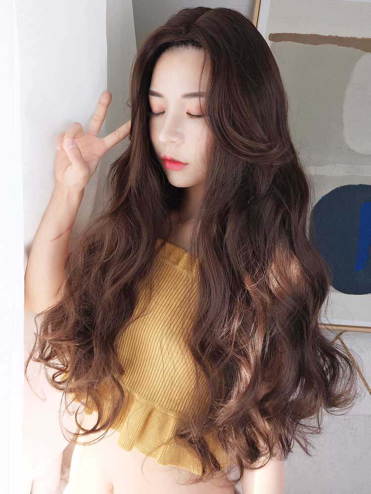 假发女长卷发自然蓬松大波浪中长发网红可爱时尚修脸逼真全头发套