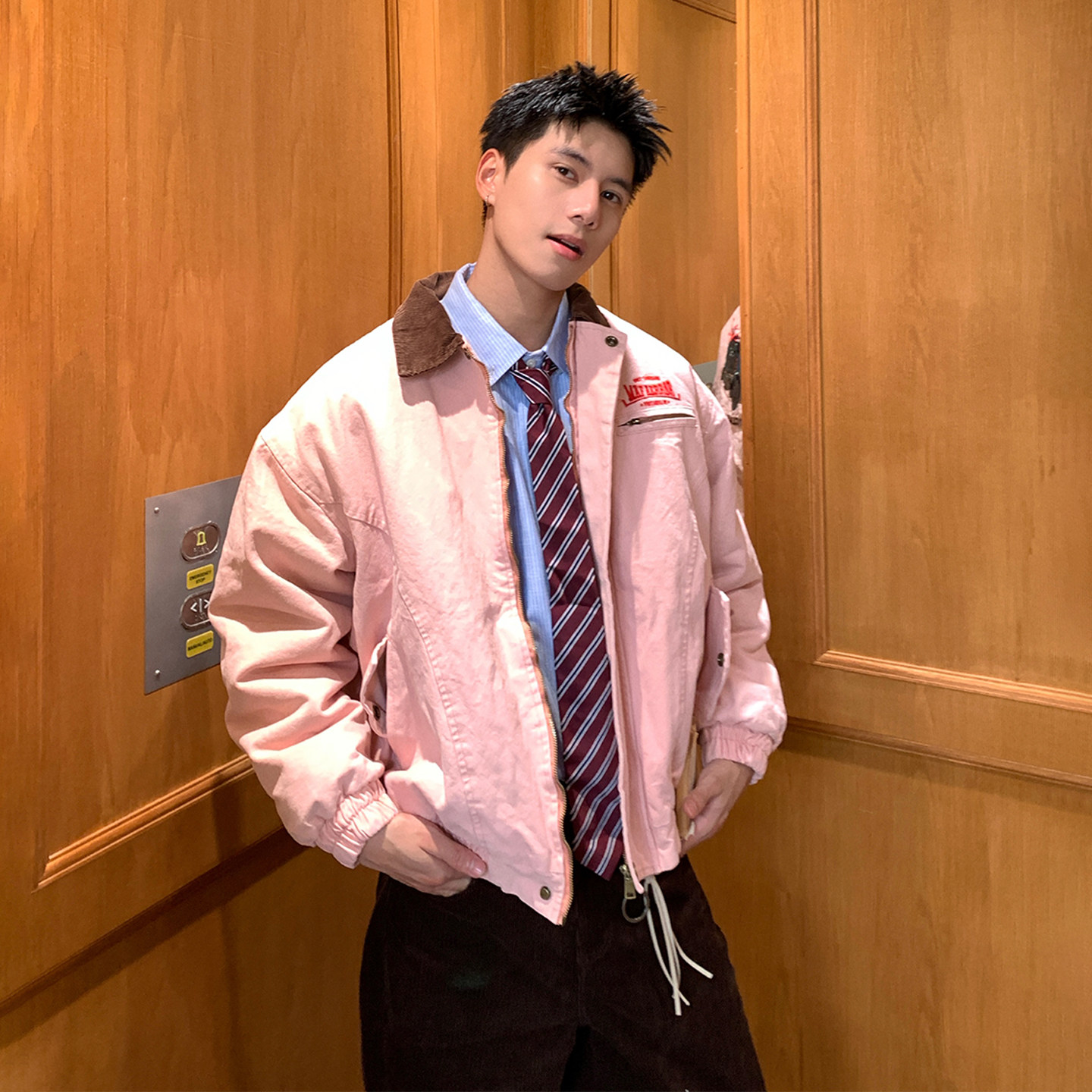 Holocene美式潮牌vintage撞色翻领工装棉服男秋冬季加绒夹克上衣,男装,棉衣,淘宝优惠券,粉丝福利购,淘宝优惠卷