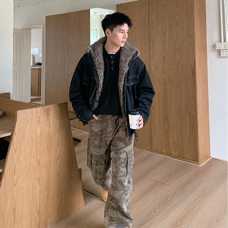 Holocene加绒加厚牛仔棉服