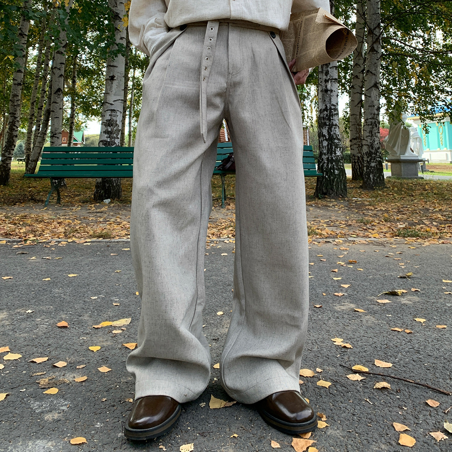 Holocene美式潮牌老钱风直筒宽松休闲裤男秋季cleanfit百搭阔腿裤