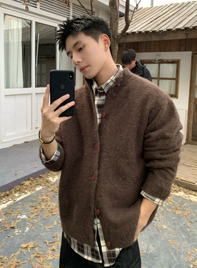 Holocene美式潮牌简约开衫毛衣情侣同款氛围感针织衫cleanfit外套