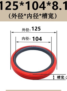 红色聚氨酯孔用格莱圈液压油缸油封双向活塞密封圈18/60/140/320