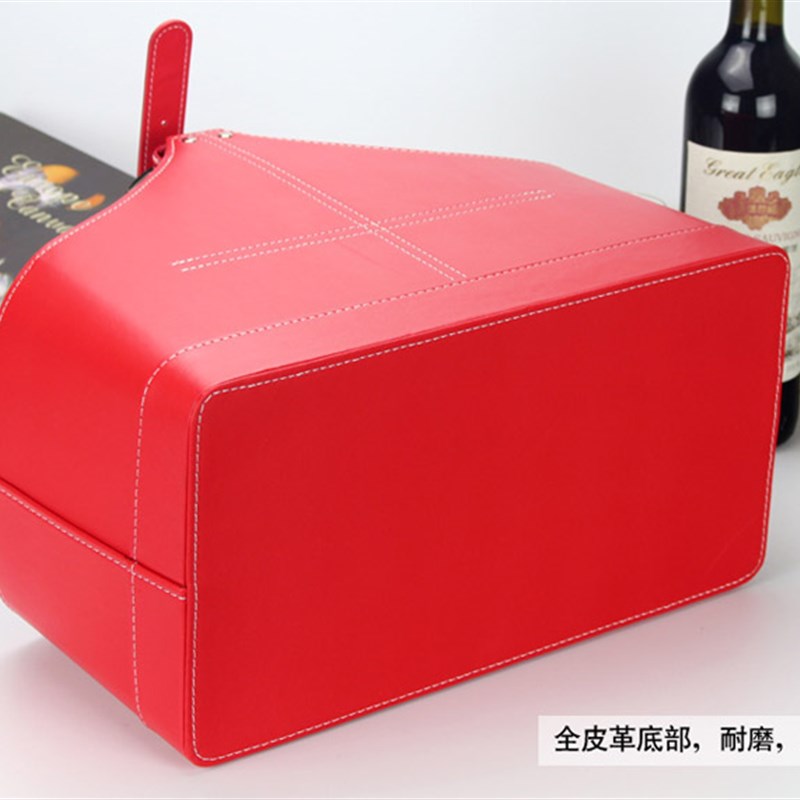 皮革礼品篮水果篮  桌面置物篮其他收纳篮子 圣诞送礼物篮子手提