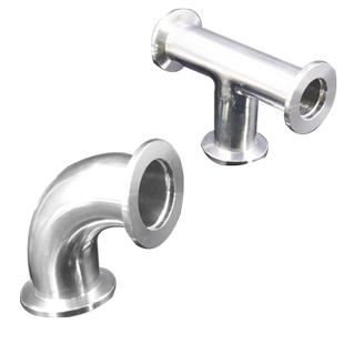 不锈钢304真空弯头四通90度内外镜面抛光真空变径三通KF16 KF25