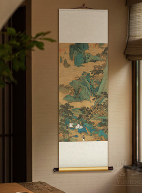 中国风出国送礼装饰画 真丝材质新中式国画卷轴可定制