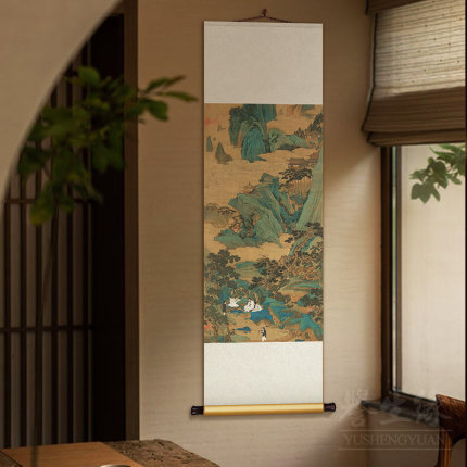 定制中国特色出国礼品新中式国画玄关装饰画丝绸卷轴客厅挂画礼盒