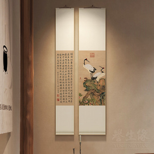 饰画餐厅茶室张大千花鸟字画 客厅书房装 卷轴挂画竖版 事事如意中式