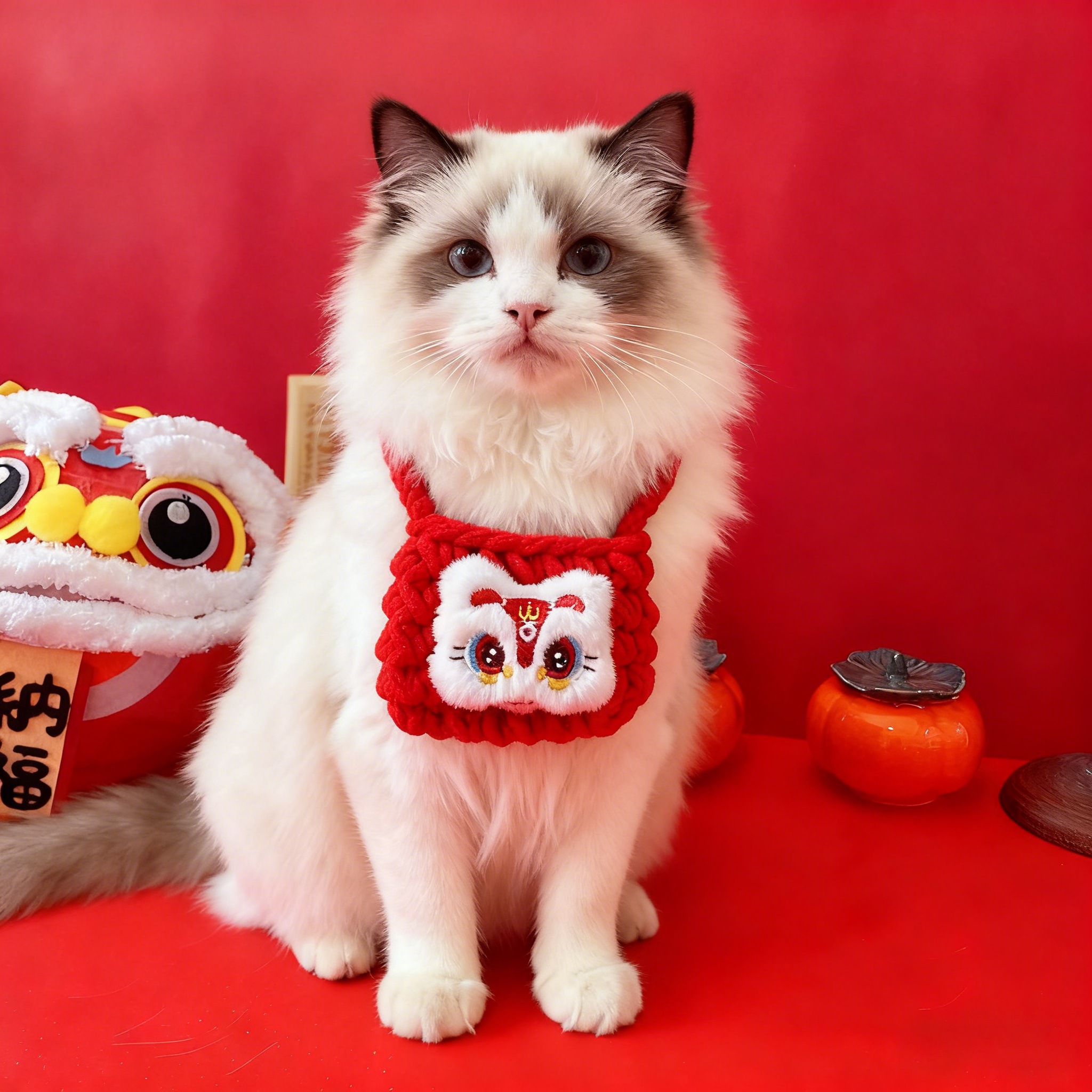 宠物新年喜庆毛线包包醒狮福袋发财猫咪狗狗过年礼物压岁钱红包