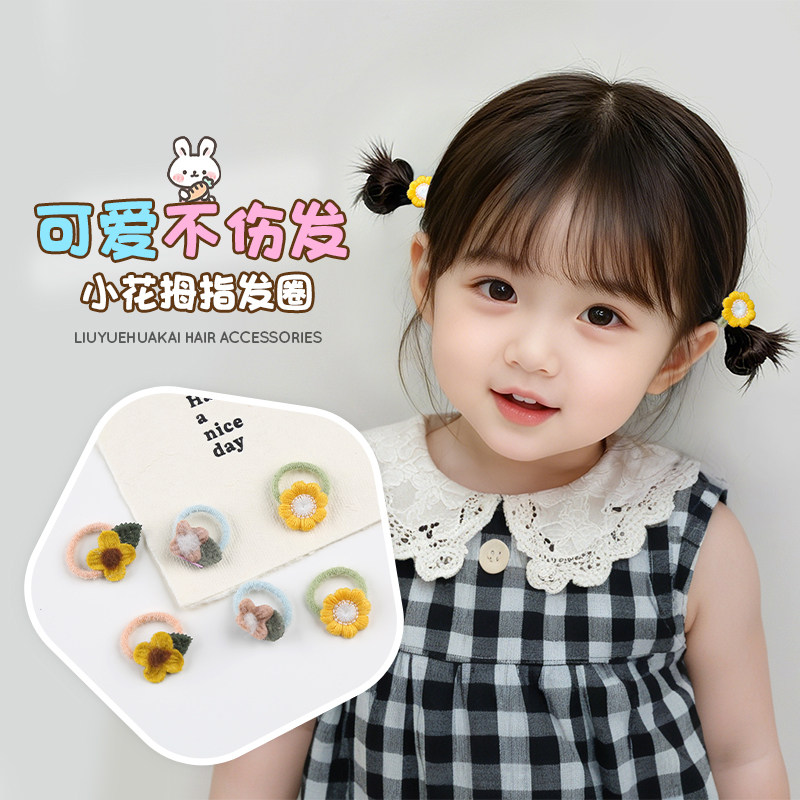 儿童头绳韩国甜美花朵星星发圈女童高弹力不伤发拇指圈小皮筋发绳