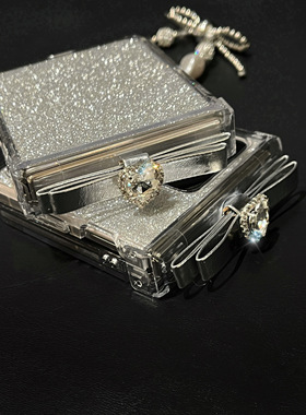 适用oppofindn3flip手机壳oppo findn2 flip折叠屏保护套日韩时尚高档闪粉蝴蝶结oppofindn3flip全包透明硬壳