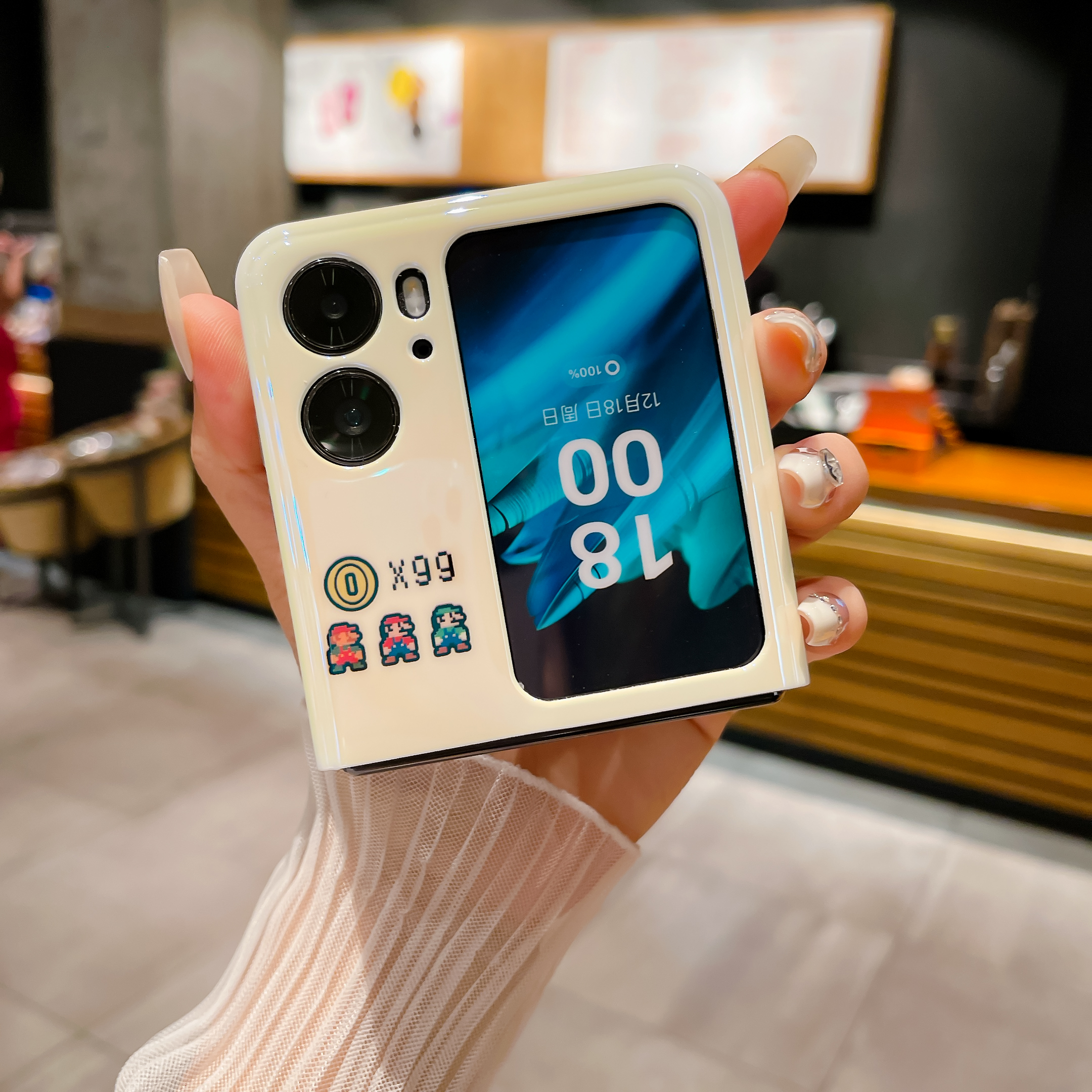 适用oppofindn2flip手机壳OPPO Find N2 Flip折叠屏保护套卡通马里奥蓝光tpu全包findn2flip超薄硅胶防摔女软