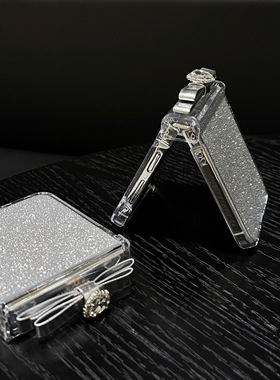 日韩闪粉蝴蝶结三星zflip7手机壳适用Galaxy Z Flip5折叠屏保护套个性时尚高档w23flip6全包胶链f7310网红女4