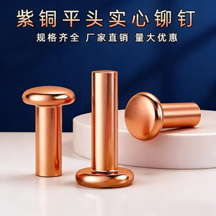 GB109紫铜平头铆钉实心平帽铜实心紫铜平圆头柳钉Φ1.5M2M3M4M5M8