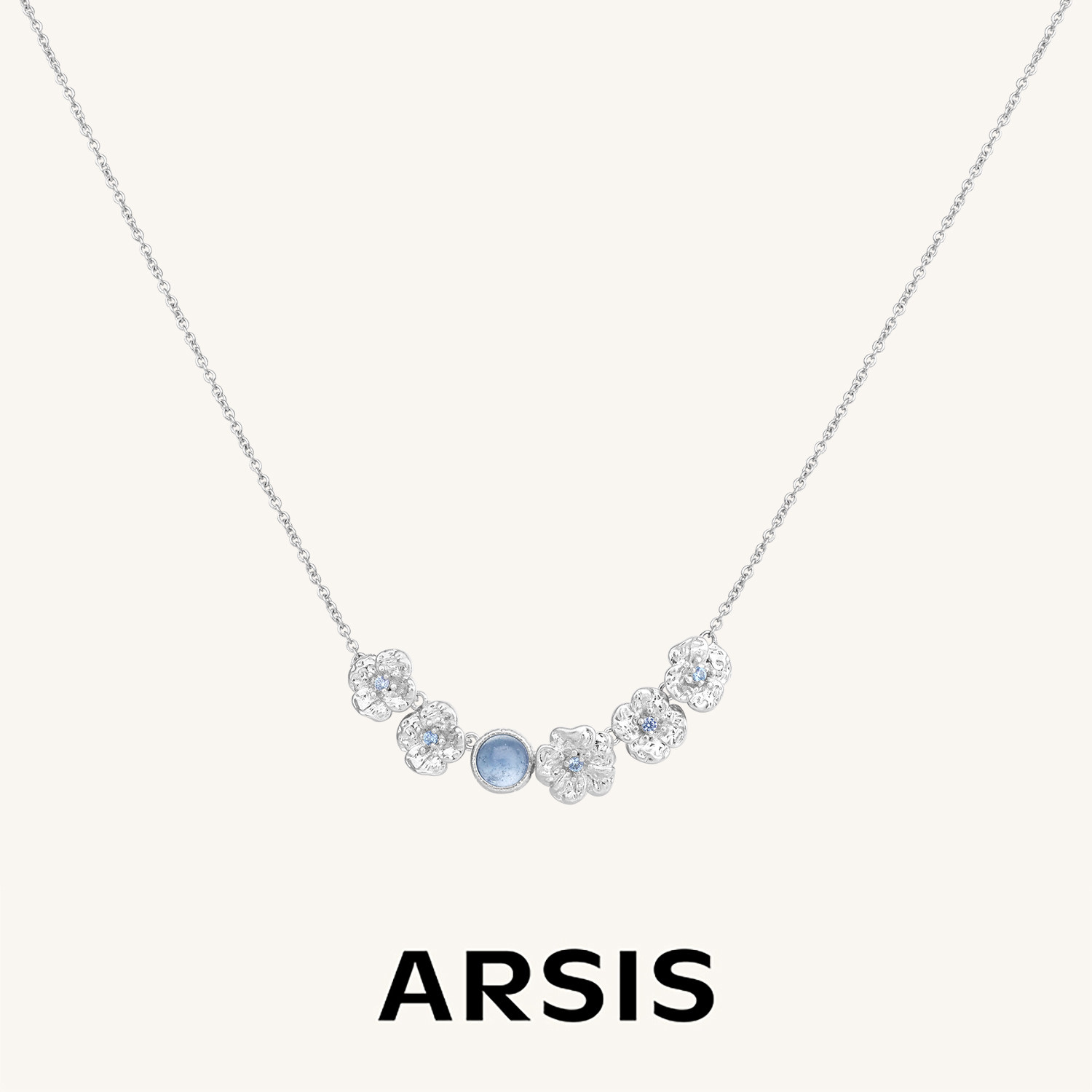 ARSIS繁绮系列繁花风影微笑项链花朵锁骨链紫水晶海蓝宝细链新款