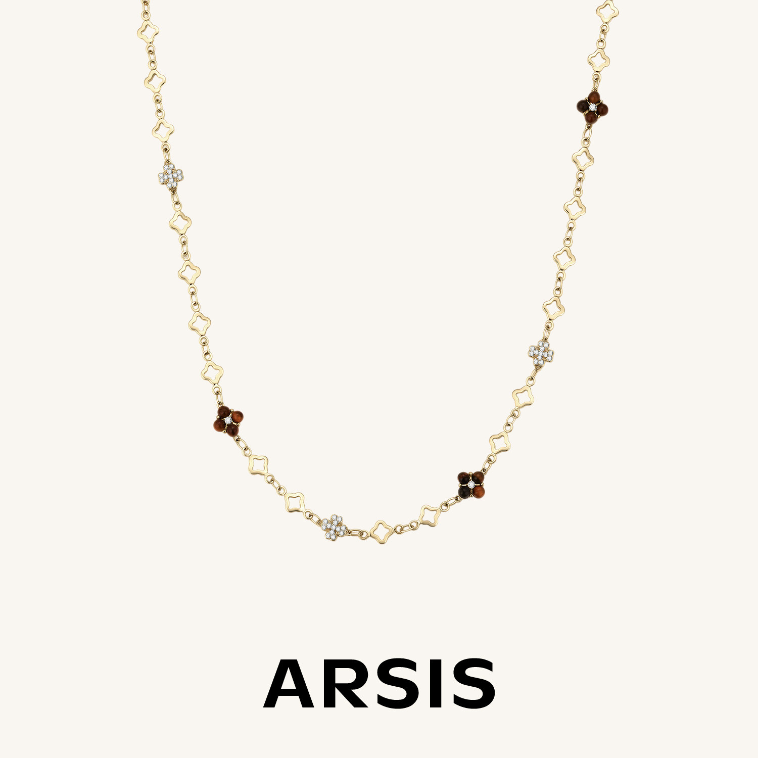 ARSIS虎眼纳财四叶草两戴项链