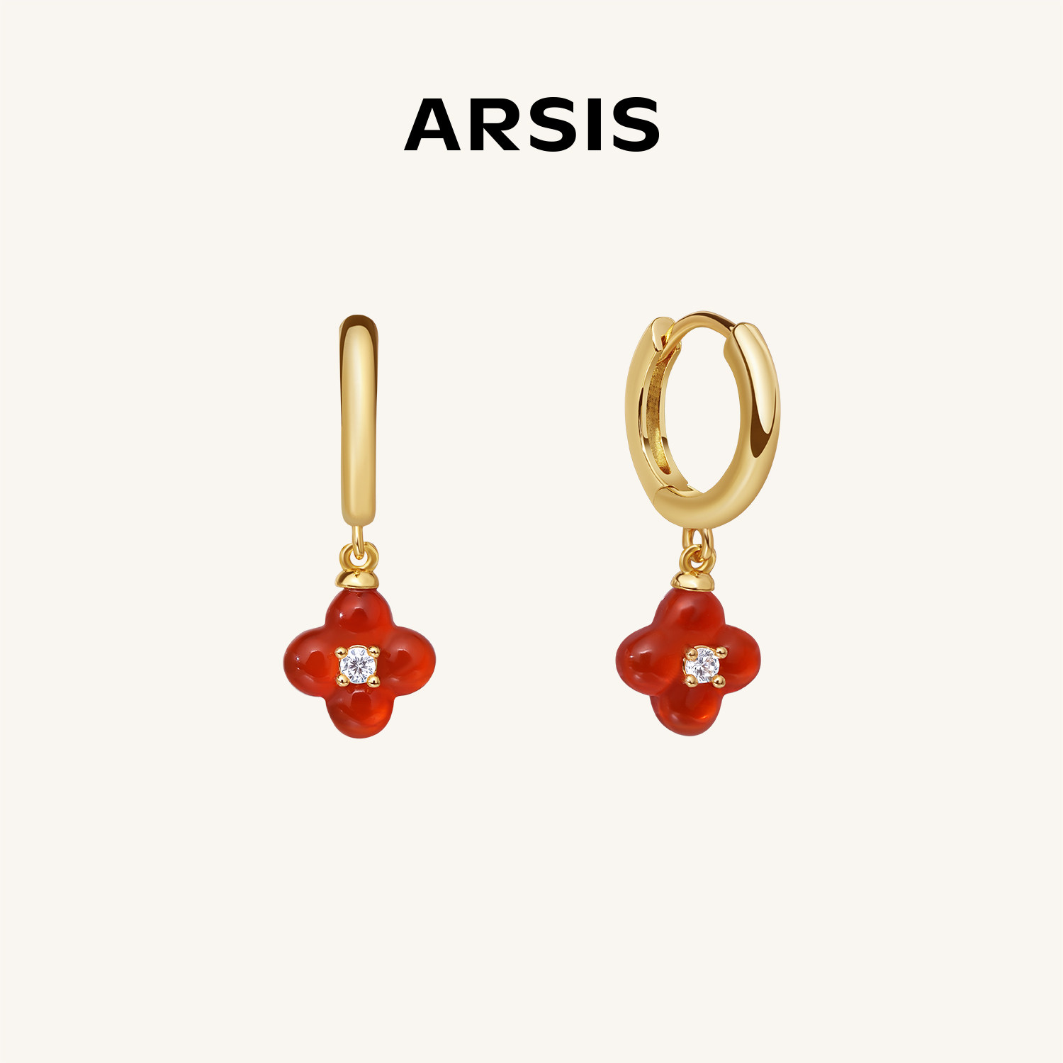 ARSIS幸运符号鸿运四叶草耳钉