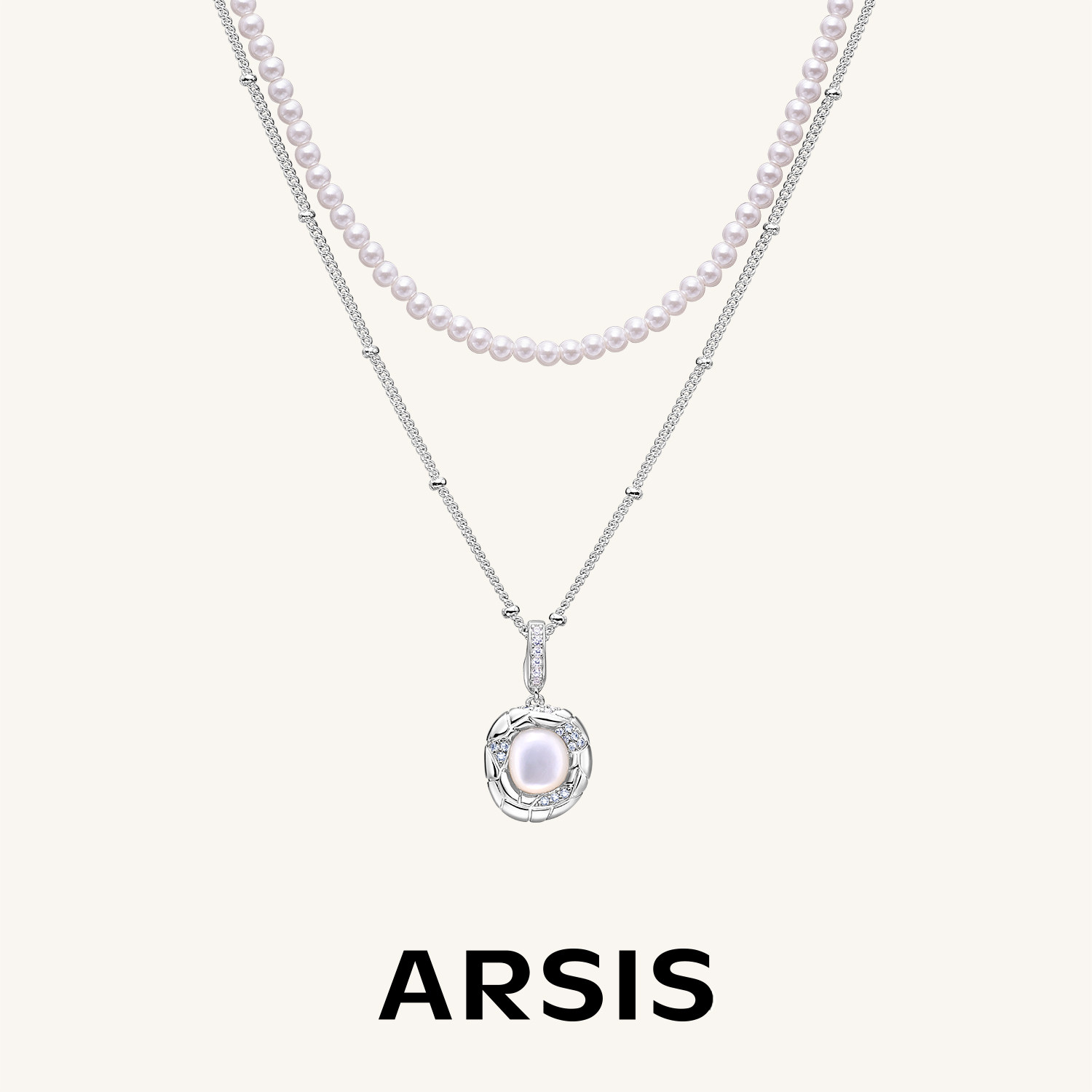 【明星同款】ARSIS鸿运双层叠链虎眼石项链锁骨链吊坠链节日礼物