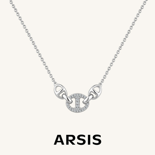 ARSIS猪鼻三环镶钻轻奢锁骨链