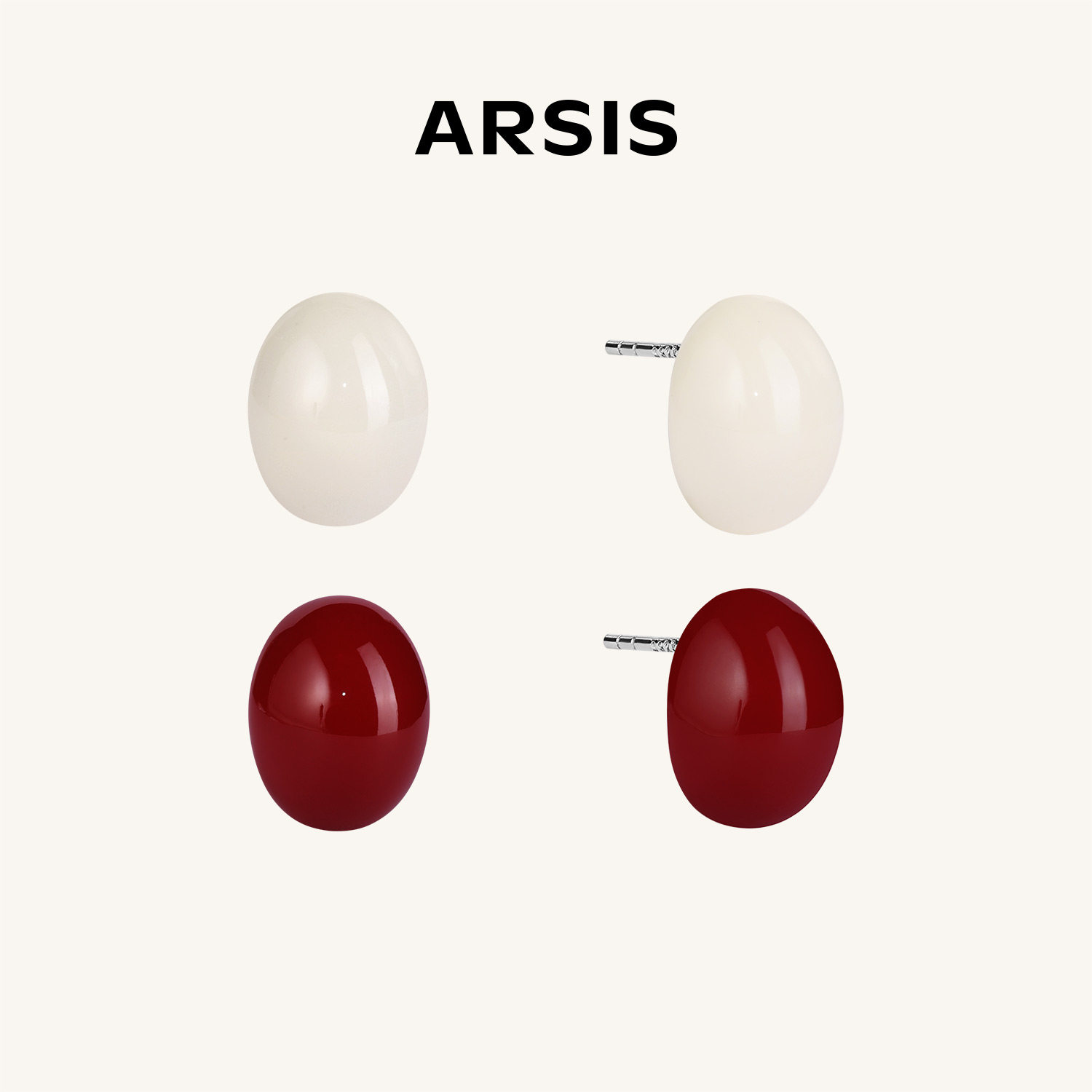 【新款】ARSIS流光云雾豆豆耳钉红色珐琅耳饰轻奢高级感耳环礼物,饰品/流行首饰/时尚饰品新,耳钉,淘宝优惠券,粉丝福利购,淘宝优惠卷