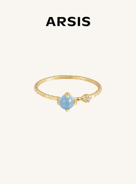 ARSIS银饰秘密花园仲夏蓝调细戒高级精致托帕戒指小众款中指戒